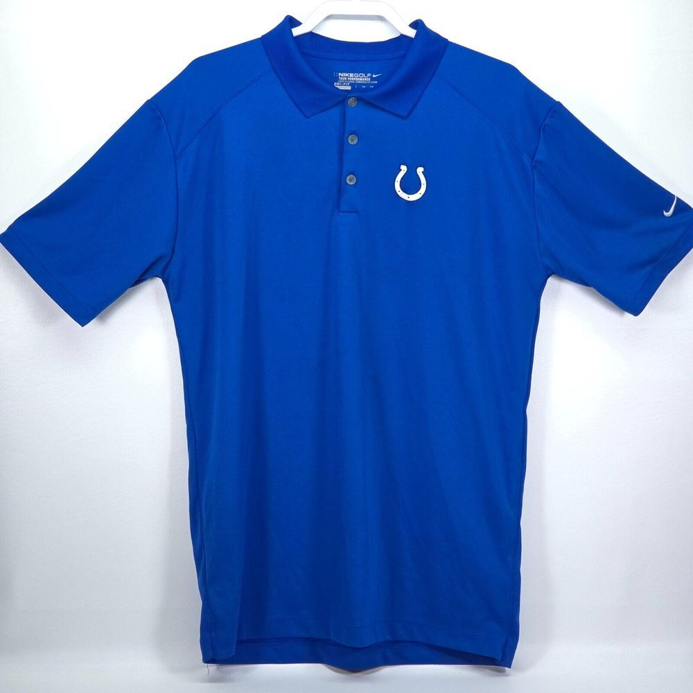 Nike Golf Indianapolis Colts Polo Shirt Men 2XL Blue Horseshoe Activewear DriFit